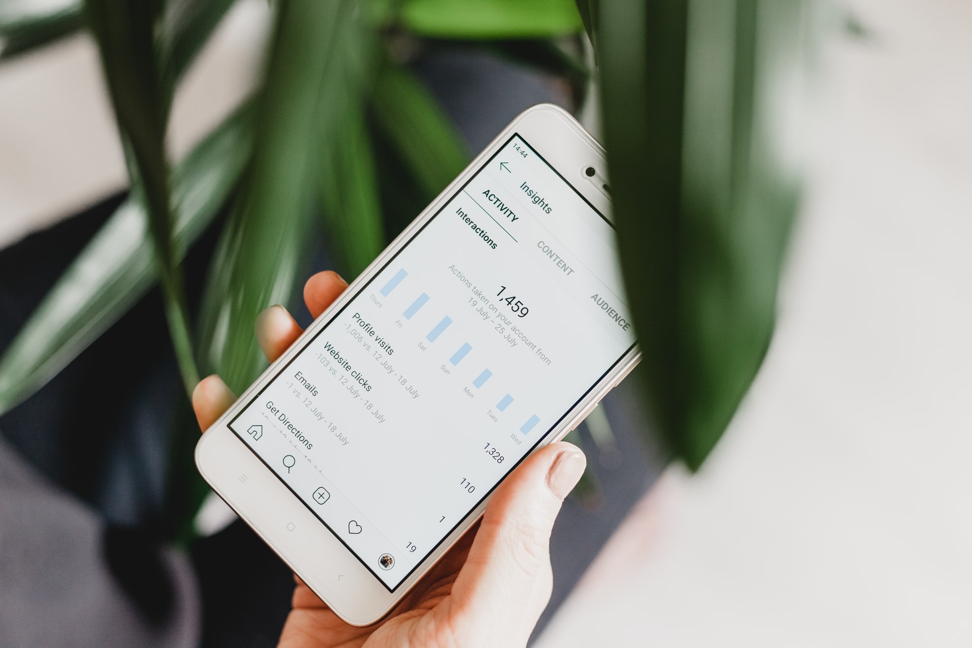 social media statistics on a phone