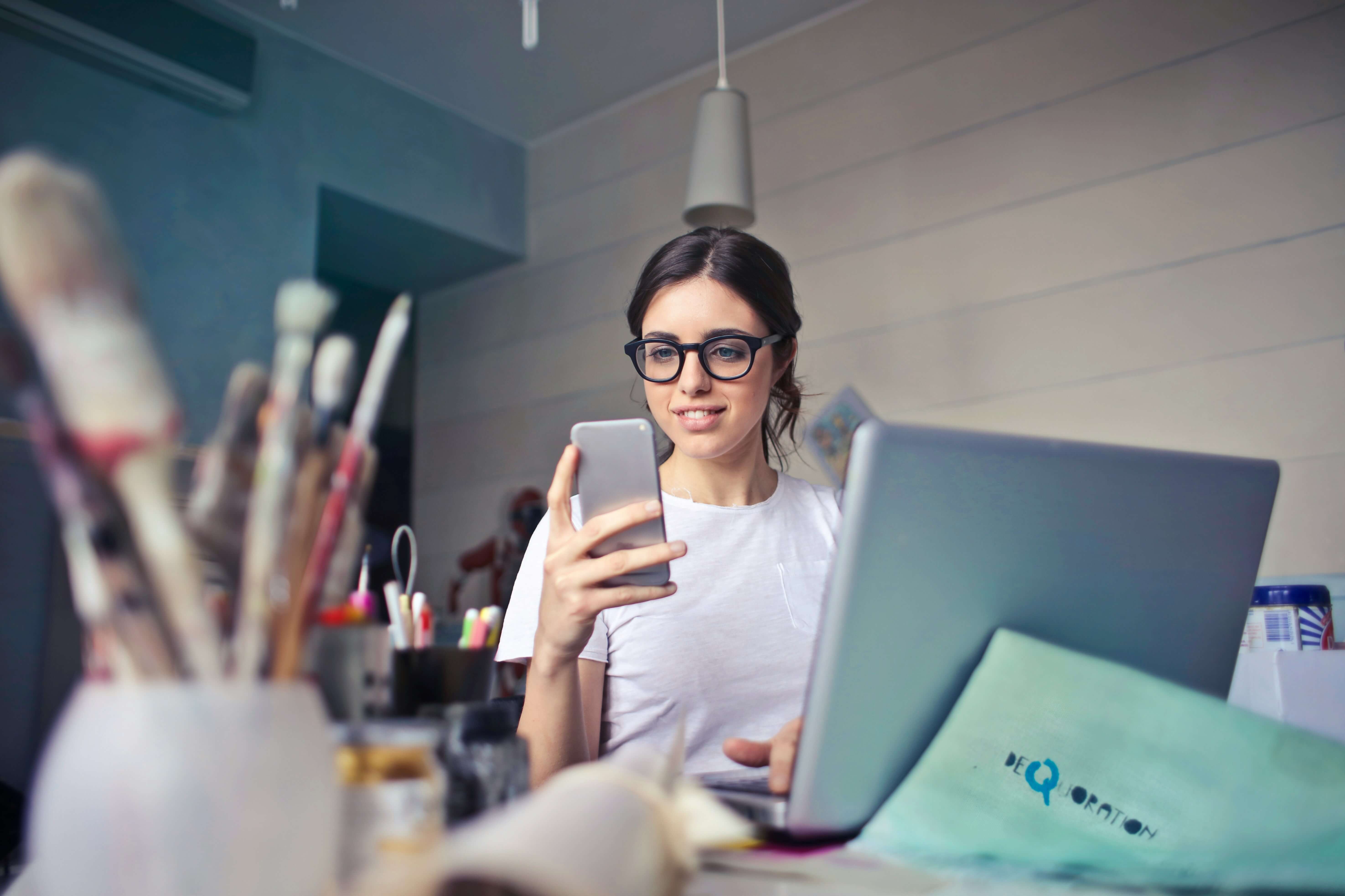 Woman looking her smartphone